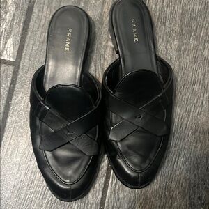 Frame Willoughby Black Leather Mules